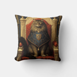 Coussin Impression d'art du trône de chat Maine Coon noble