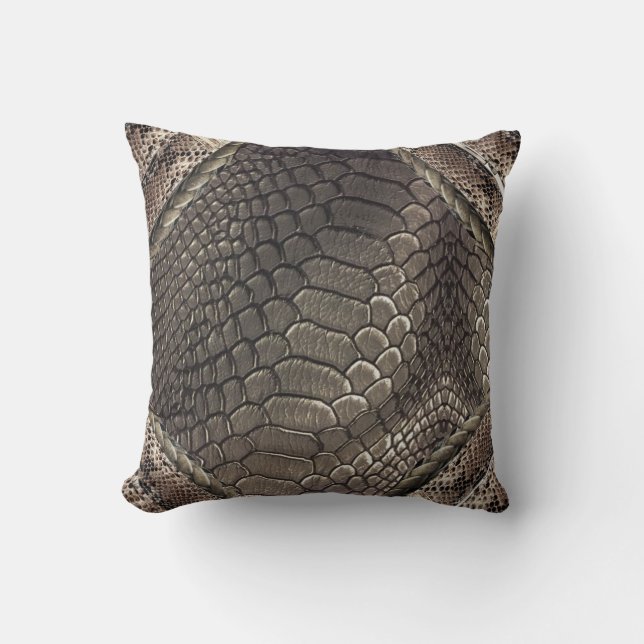 Coussin Impression de la peau de l'alligator et impression (Recto)