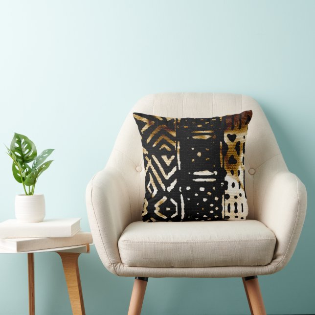 Coussin Impression de tissu de boue africaine (Chaise)