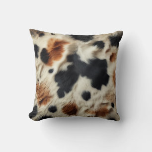 Coussin Impression de vachette marron noir blanc Country W