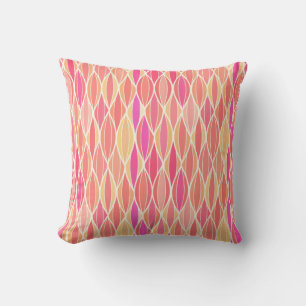 Coussin Impression du ruban du milieu du siècle - rose, co