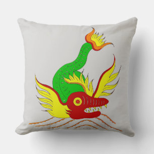 Coussin impression effrayante de dragon