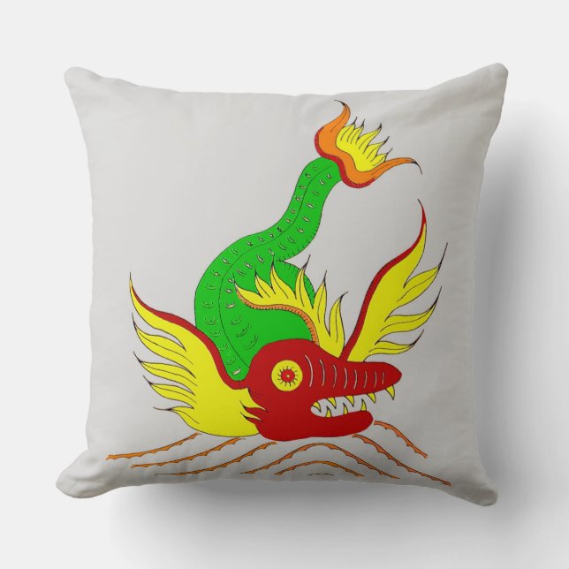Coussin impression effrayante de dragon (Recto)