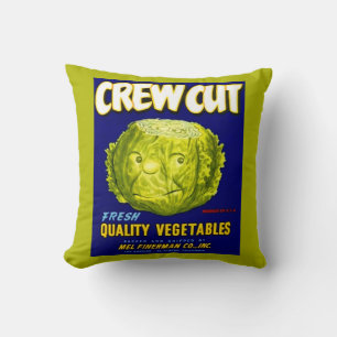 Coussin Impression étiquette de caisse de légumes coupée e