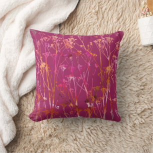 Coussin Impression florale magenta