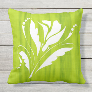 Coussin Impression florale magnifique sur Lime Green