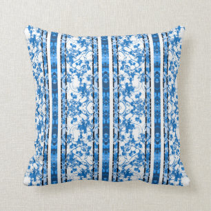 Coussin Impression florale rayée de Chinoiserie