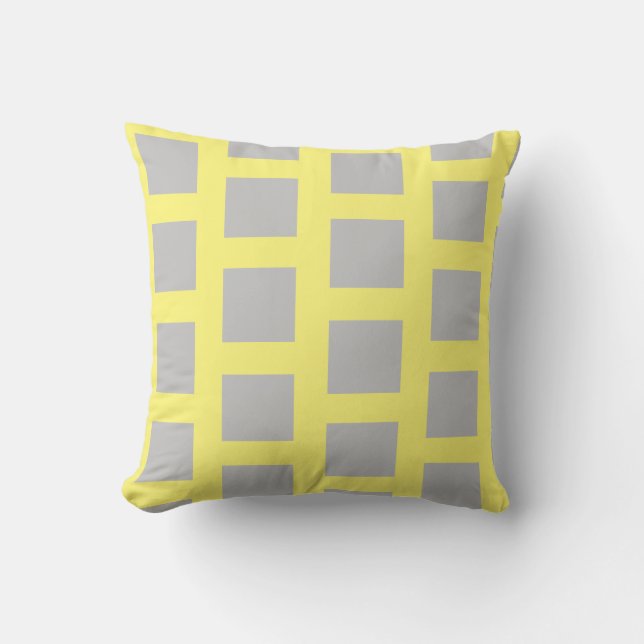 Coussin impression gris et jaune, (Recto)