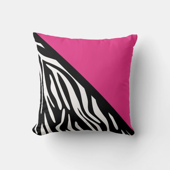 Coussin Impression Zebra stylé et rose (Recto)