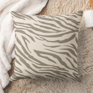 Coussin Impression Zèbre Marron Blanc Crème