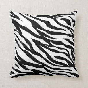 Coussin Impression Zèbre noir et blanc