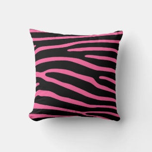 Coussin Impression zèbre rose et noir Lancer l'oreiller