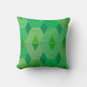 Coussin Imprimé diamant moderne du milieu du siècle, vert