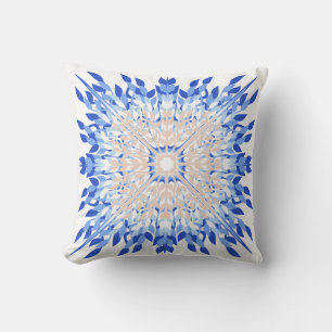 Coussin imprimé floral côtier d'été bleu