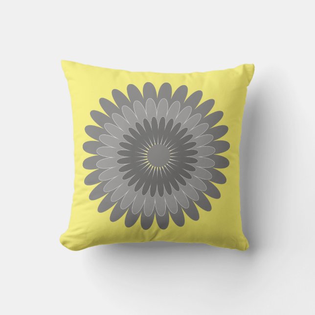 Coussin imprimé gris et jaune, (Recto)