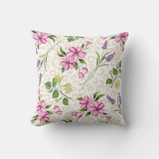 Coussin Imprimé léopard chic et botanique florale rose
