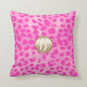 Coussin Imprimé léopard guépard rose monogramme paillettes