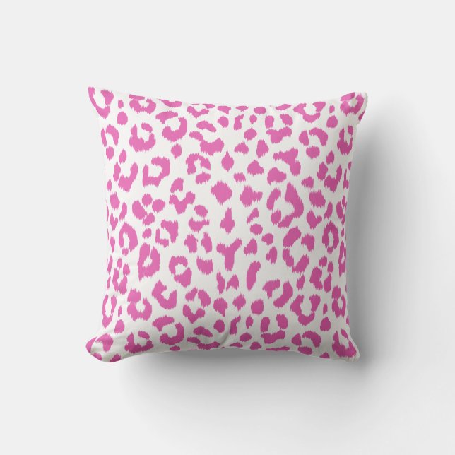 Coussin Imprimé léopard rose avec monogramme (Recto)