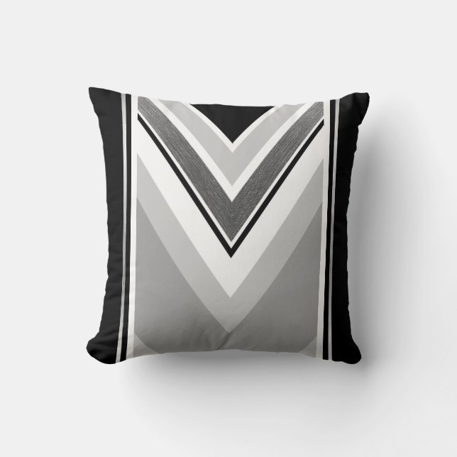 Coussin Imprimé rayé métallisé gris et noir en diagonale (Recto)