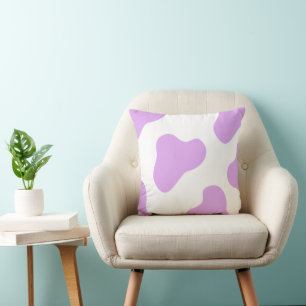 Coussin imprimé vache lavande et blanc – Mignon