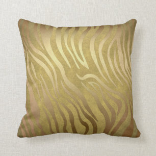 Coussin Imprimé Zèbre Bronze Doré Glamour Safari Jungle