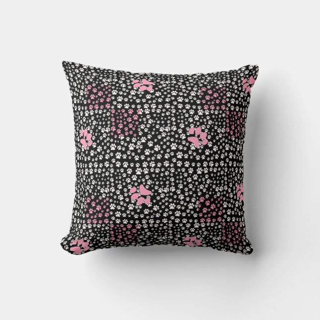 Coussin Imprimez les pattes motif NS 01b. BG noir (Recto)