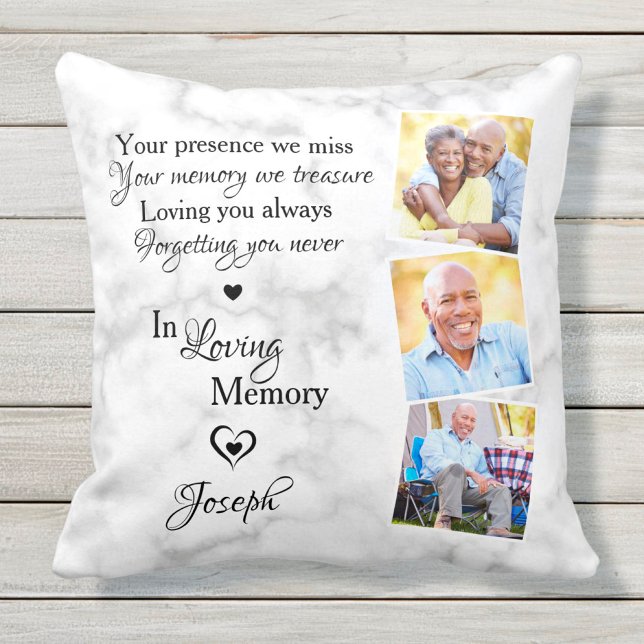 Coussin In Love Memory Personnalisé 3 Photo Memorial (Créateur téléchargé)