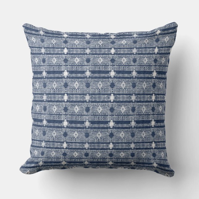 Coussin Indigo Ethnic Hmong Batik Jeu d'oreiller (Recto)