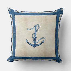 Coussin Indigo Ocean Beach Sketchbook Watercolor Ancre