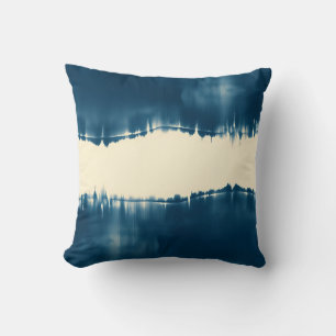 Coussin Indigo Shibori Abstrait Moderne Horizontal