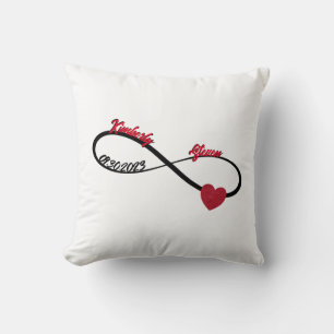 Coussin Infinité personnalisée avec coeur de Parties scint