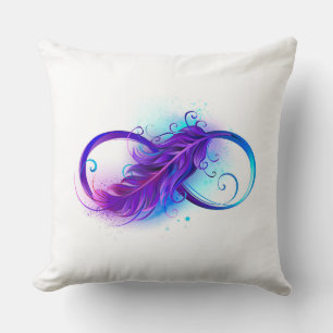Coussin Infinity with purple feather