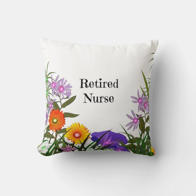 Coussin Infirmière retraitée, design floral populaire (Recto)