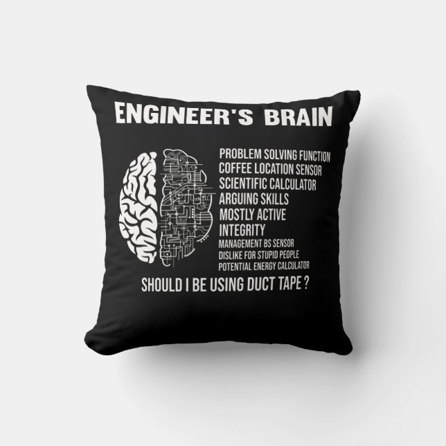 Coussin Ingénierie drôle Humour Ingénieur Cerveau Plaisant (Recto)