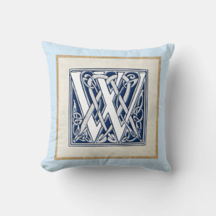 Coussin Initiale céleste réversible