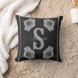 Coussin Initiale de monogramme personnalisé Nom Morning Gl