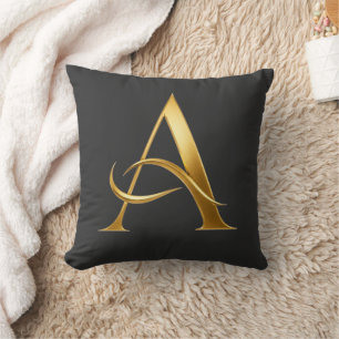 Coussin Initiale dorée A Design minimaliste