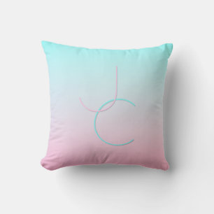 Coussin Initiales de chevauchement modernes 2   Rose turqu