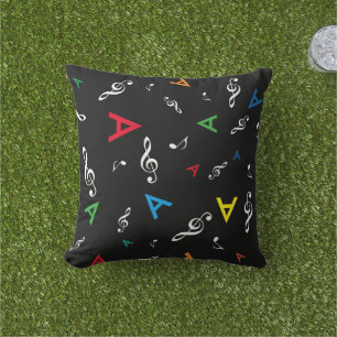 Coussin initiales de musique colorées personnalisées / noi