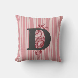 Coussin Initiales F E D O B ou R Choux Roses et Rayures
