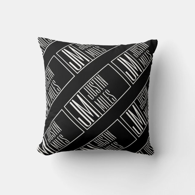 Coussin Initiales modernes avec nom Monogram Motif (Recto)