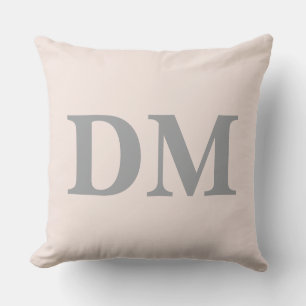 Coussin Initiales modernes élégantes grandes lettres Rose