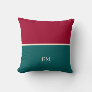 Coussin Initiales monogrammes minimaux rouges modernes
