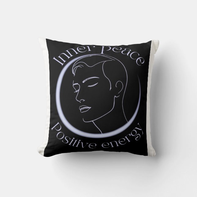 Coussin Inner Peace Positive Energy – Minimalist Neon Line (Recto)