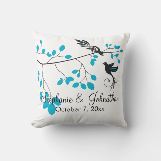 Coussin Inséparables bleus (Recto)