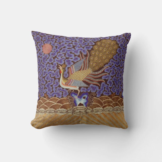 Coussin Insigne de rang de dynastie de Qing avec le paon (Recto)