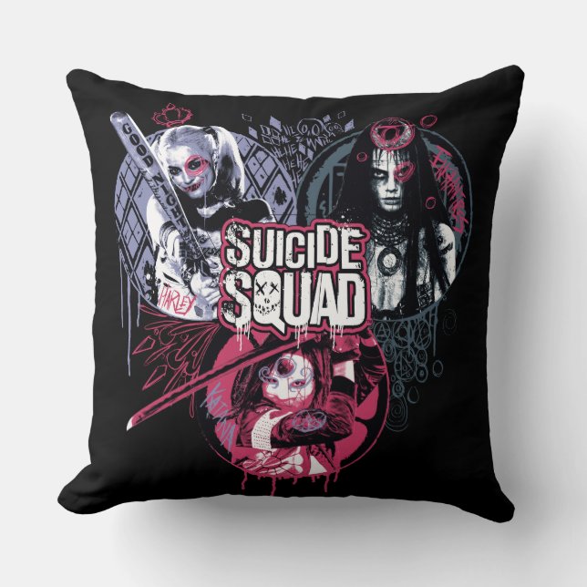 Coussin Insignes de graffiti de filles de peloton du (Recto)