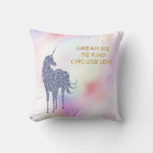 Coussin Inspiration Parties scintillant violet licorne