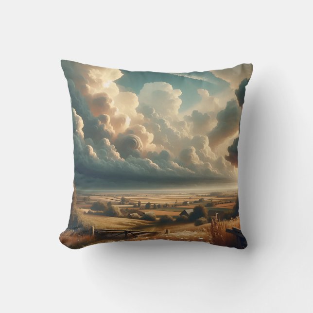 Coussin Inspiration vintage du paysage rural (Recto)