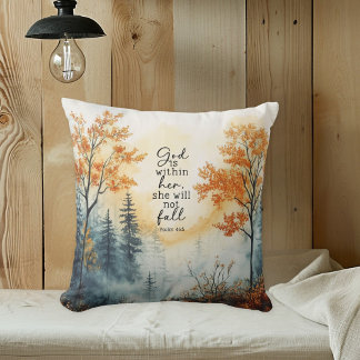Coussin Inspirational Bible Verse Psalm 46:5 Autumn Pillow